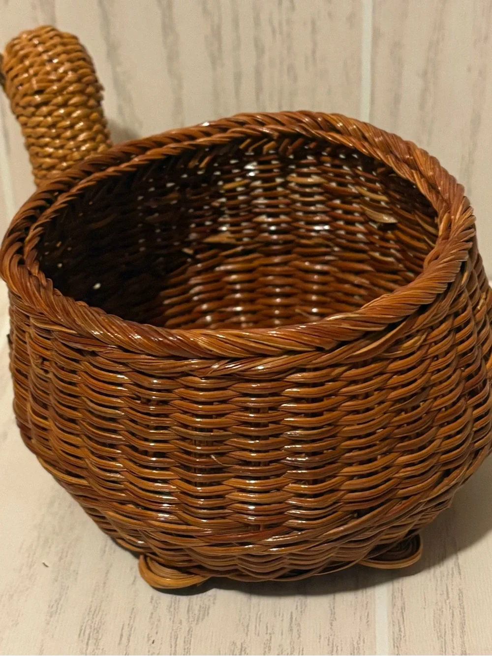 Rattan woven wicker turtle basket boho